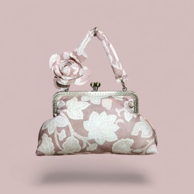 Jardín antiguo bolso pequeño victoriano rosa, estampado femenino con rosa en el asa.